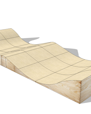 SURFSKATE DOBLE WAVERAMP 3 MÓDULOS (MADERA)